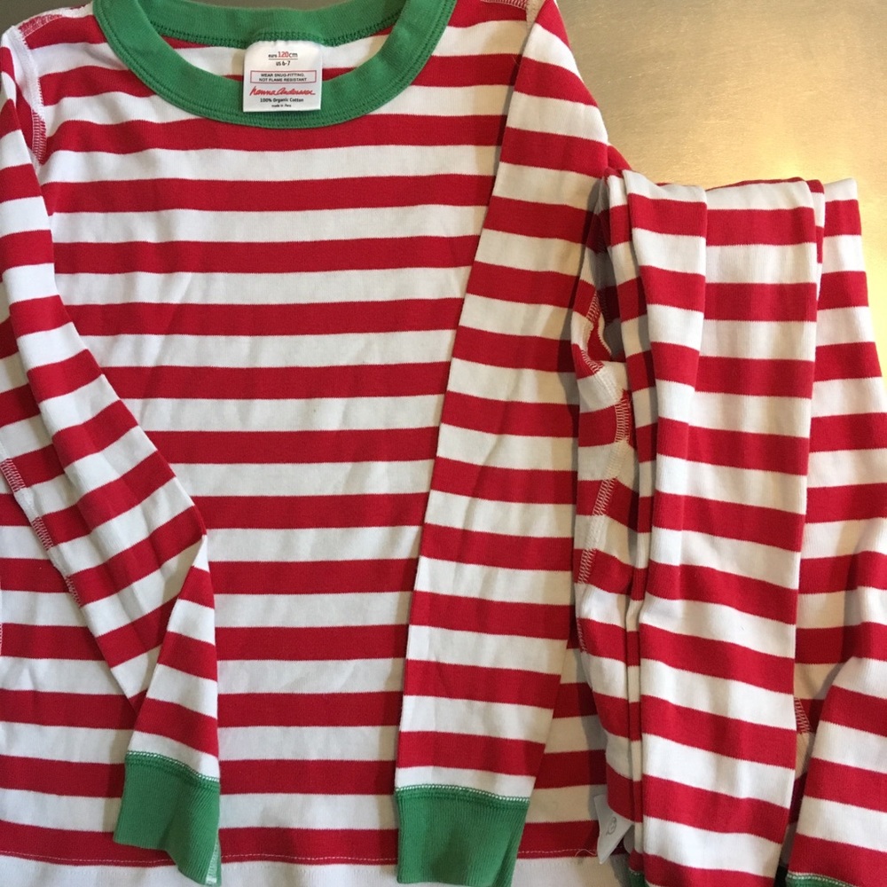 Hanna Anderson Red Christmas Pajamas 120 6-7